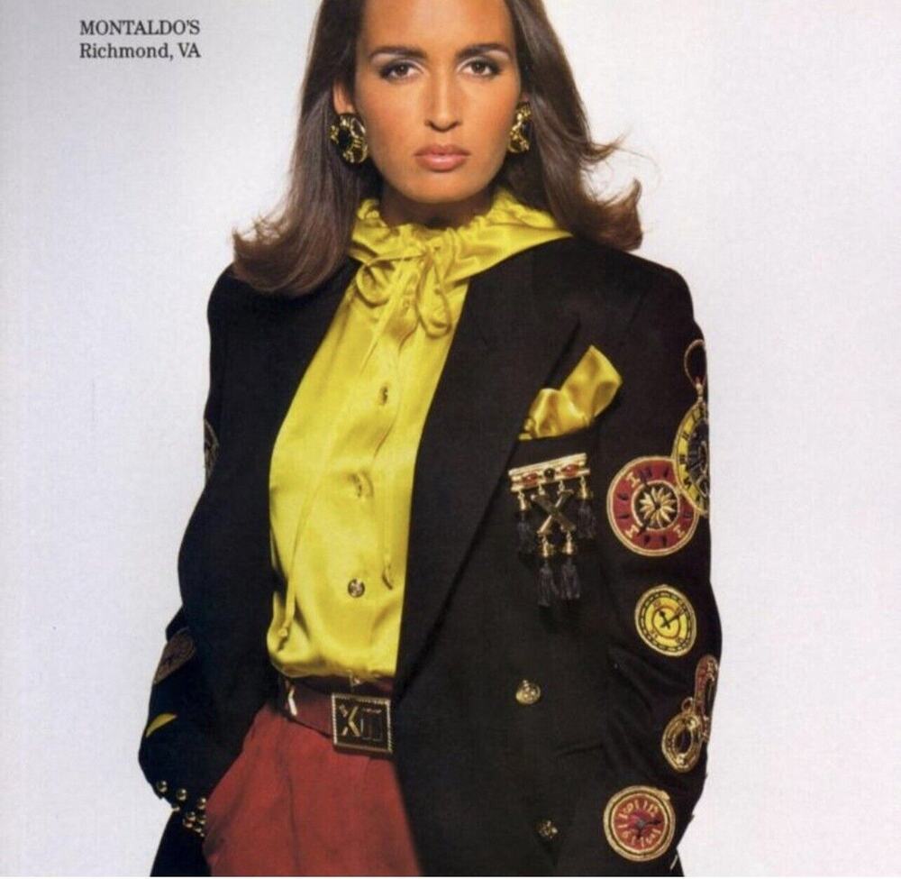 VTG 1992 Escada Clock Patch Gold Buttons Embroidered Black Wool Blazer 38 US 6